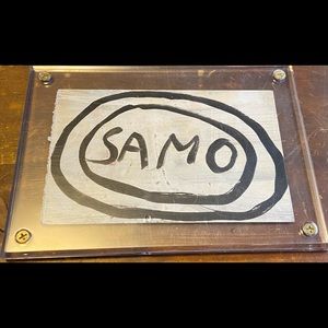 Mixed media on a postcard by basquiat! Framed, too!